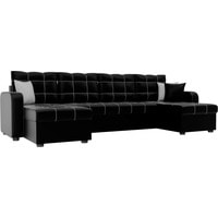 П-образный диван Лига диванов Ливерпуль 31477 (экокожа, черный)