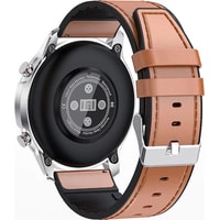 Умные часы Lemfo LF26 (серебристый/кожаный браслет)