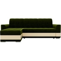 Угловой диван Mebelico Честер 61115 (левый, вельвет зеленый/экокожа бежевый)