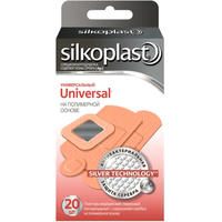 Препарат для лечения заболеваний кожи Silkoplast Пластырь медицинский стерильный бактерицидный с содержанием серебра на полиэтиленовой основе Universal №20 (20 шт)
