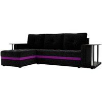 Угловой диван Craftmebel Атланта М угловой 2 стола (нпб, левый, черный вельвет)