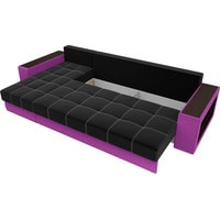 Угловой диван Лига диванов Дубай 105795 (левый, микровельвет, черный/фиолетовый)