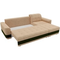 Угловой диван Mebelico Честер 61111 (правый, вельвет, бежевый/зеленый)