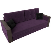 Диван Лига диванов Валенсия Лайт (велюр, фиолетовый/подушки фиолетовый/черный)