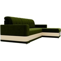 Угловой диван Mebelico Честер 61115 (правый, вельвет зеленый/экокожа бежевый)