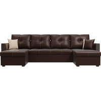 П-образный диван Лига диванов Валенсия 31452 (экокожа, коричневый)