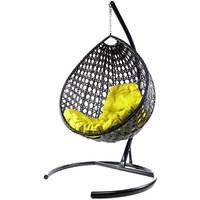 Подвесное кресло M-Group Капля Люкс 11030411 (черный ротанг/желтая подушка)