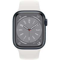 Умные часы Apple Watch Series 8 41 мм (алюминиевый корпус, полуночный/белый, спортивный силиконовый ремешок)