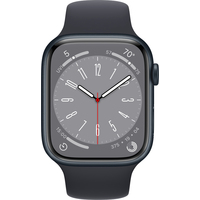 Умные часы Apple Watch Series 8 45 мм (алюминиевый корпус, полуночный/полуночный, спортивный силиконовый ремешок M/L)