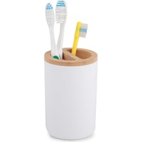 Стакан для зубной щетки и пасты Альтернатива Бамбук М8055 (белый)