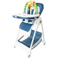 Высокий стульчик ForKiddy Podium Toys 0+ (два чехла +х/б вкладыш, синий, дуга зоопарк)