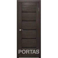 Межкомнатная дверь Portas S22 90x200 (орех шоколад, стекло lacobel черный лак)