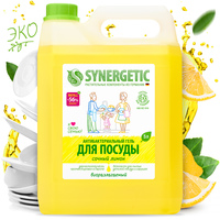 Средство для мытья посуды Synergetic антибактериальное, с ароматом лимона 5 л