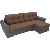 Угловой диван Лига диванов Амстердам 35185 (правый, рогожка, коричневый/серый)