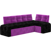 Угловой диван Mebelico Люксор (угловой, вельвет, черный/фиолетовый)