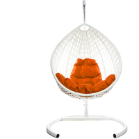 Подвесное кресло M-Group Капля Люкс 11030107 (белый ротанг/оранжевая подушка)