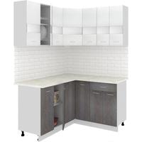 Готовая кухня Кортекс-мебель Корнелия Экстра 1.5x1.4м (белый/береза/королевский опал)