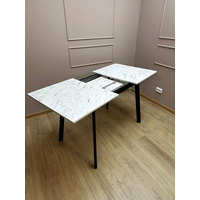 Кухонный стол Древпром М136 Турин ДП1-03-06 110-140x68 (мрамор белый/черный матовый)