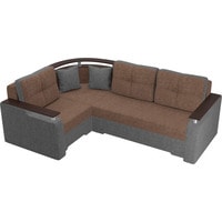 Угловой диван Лига диванов Комфорт 102597 (левый, рогожка, коричневый/серый)