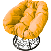Кресло M-Group Пончик 12320411 (черный ротанг/желтый подушка)