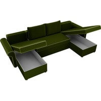 П-образный диван Лига диванов Милфорд 31568 (микровельвет, зеленый)