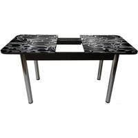 Кухонный стол Solt Рита 1с №59 (кромка черная/царга черная/ноги круглые хром)