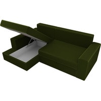 Угловой диван Лига диванов Мэдисон 106194 (левый, микровельвет, зеленый)
