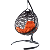 Подвесное кресло M-Group Капля Люкс 11030407 (черный ротанг/оранжевая подушка)