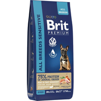 Сухой корм для собак Brit Premium Dog Sensitive с лососем и индейкой 15 кг