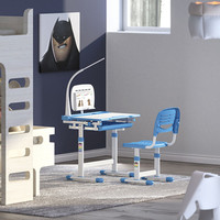 Парта Растущая мебель B204 + стул + выдвижной ящик + подставка для книг + светильник (голубой/белый)