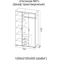 Шкаф распашной SV-Мебель Д №7 трехстворчатый (дуб венге/ясень анкор светлый) в Борисове