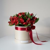 Цветы, букеты Флорилье Альстромерия в шляпной коробке S