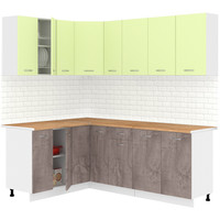 Готовая кухня Кортекс-мебель Корнелия Лира 1.5x2.1 (салатовый/оникс/дуб бунратти)