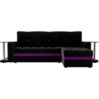 Угловой диван Craftmebel Атланта М угловой 2 стола (боннель, правый, черный вельвет)