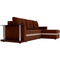 Угловой диван Craftmebel Атланта М угловой 2 стола (боннель, правый, коричневая рогожка)