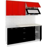 Готовая кухня Кортекс-мебель Корнелия Мара 1.8м (красный/черный/королевский опал)