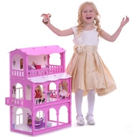 Кукольный домик Krasatoys Дом Бриджит с мебелью 000285 (белый/розовый)