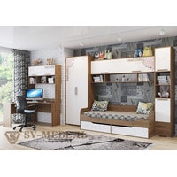 Шкаф распашной SV-Мебель Гарвард комбинированный (гикори темный/белый) в Бресте