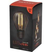 Светодиодная лампочка Rexant Шарик GL45 9.5Вт E27 950Лм 2400K теплый свет 604-138