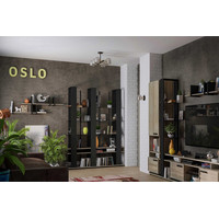 Стенка Глазов Oslo комплект 2 гостиная (дуб серый craft/черный) в Орше