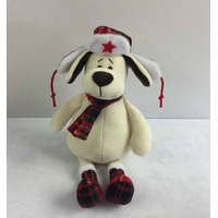 Классическая игрушка ABtoys Собака в ушанке с шарфом