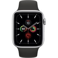 Умные часы Apple Watch Series 5 44 мм (серебристый алюминий/черный спортивный)