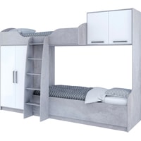 Двухъярусная кровать SV-Мебель МС Грей 91407 (цемент светлый/белый)