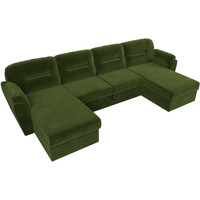 П-образный диван Лига диванов Бостон 109502 (микровельвет, зеленый)