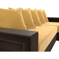 Угловой диван Лига диванов Дубай лайт правый 114174 (микровельвет желтый/коричневый)