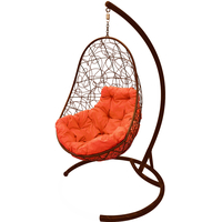 Подвесное кресло M-Group Овал 11140207 (коричневый ротанг/оранжевая подушка)