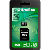 Карта памяти OltraMax microSDHC Class 4 4GB + адаптер
