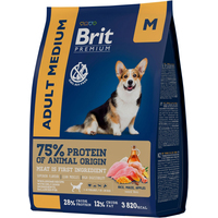 Сухой корм для собак Brit Premium Dog Adult Medium курица 1 кг