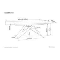 Кухонный стол Signal Westin ceramic WESTINTUC160 (бирюзовый/черный)