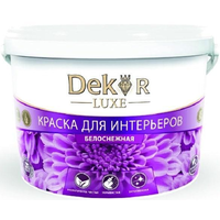 Краска Dekor ВД-АК-216 для интерьеров (белоснежный, 1.1 кг)